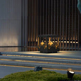 Modern Outdoor LED Landscape Pillar Light Stainless Steel Mountain Pattern Garden Decor Lamp