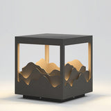 Modern Outdoor LED Landscape Pillar Light Stainless Steel Mountain Pattern Garden Decor Lamp