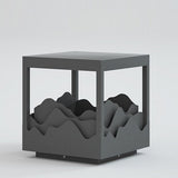 Modern Outdoor LED Landscape Pillar Light Stainless Steel Mountain Pattern Garden Decor Lamp