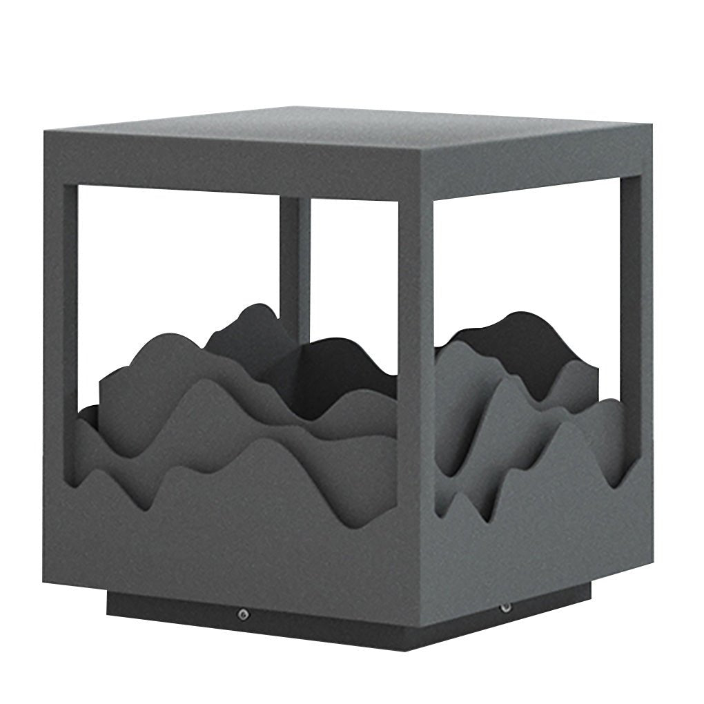 Modern Outdoor LED Landscape Pillar Light Stainless Steel Mountain Pattern Garden Decor Lamp
