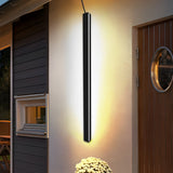 Modern Outdoor Long Strip LED Solar Wall Light Waterproof Black Linear Porch Sconce