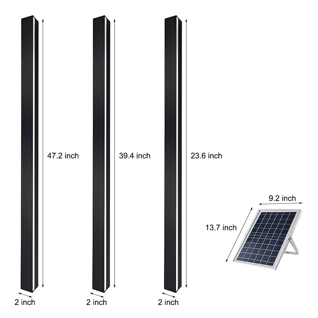 Modern Outdoor Long Strip LED Solar Wall Light Waterproof Black Linear Porch Sconce