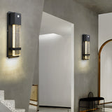 Modern Outdoor Motion Sensor Wall Sconce Waterproof LED Crystal Bubble Glass Porch Light Matte Black