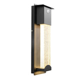 Modern Outdoor Motion Sensor Wall Sconce Waterproof LED Crystal Bubble Glass Porch Light Matte Black