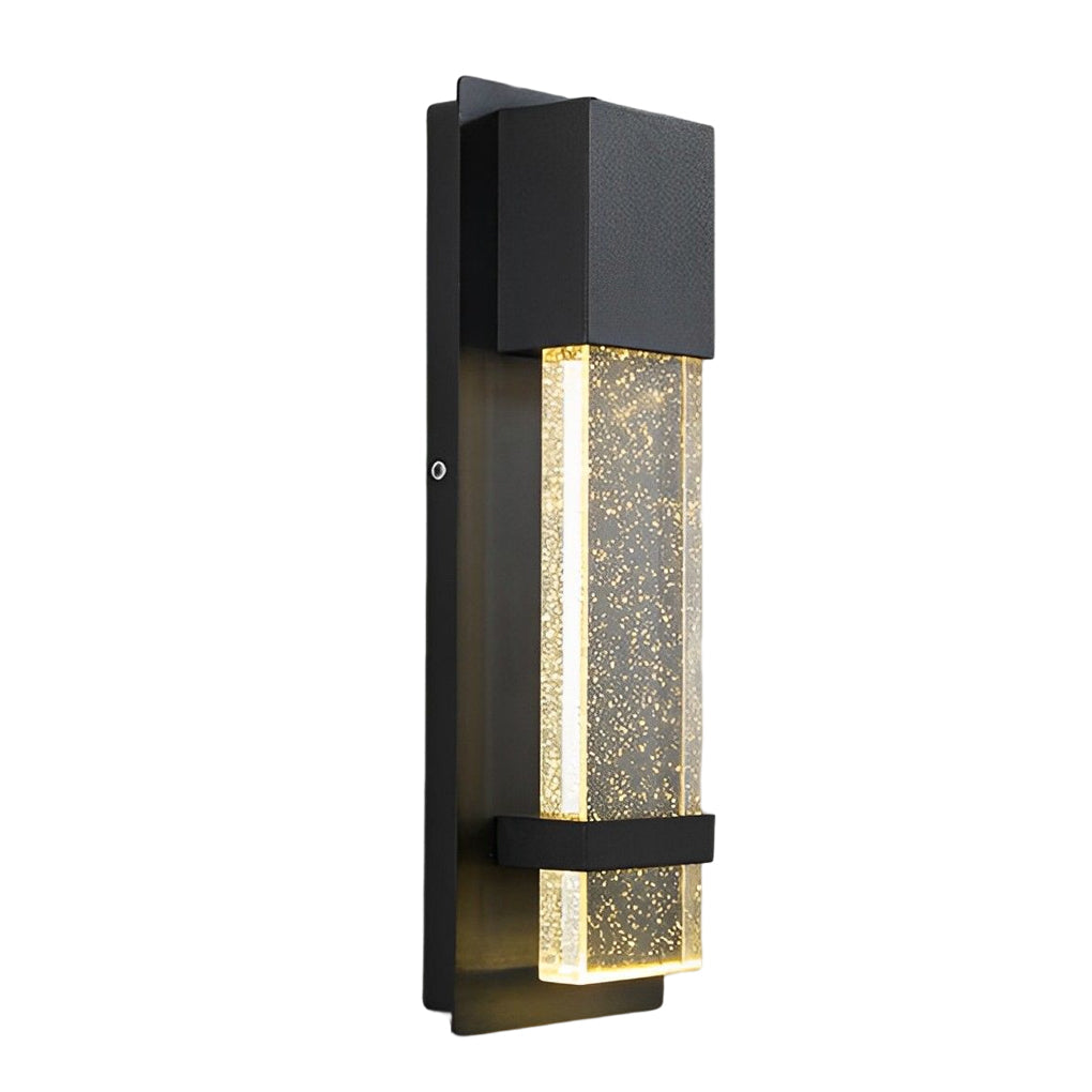 Modern Outdoor Motion Sensor Wall Sconce Waterproof LED Crystal Bubble Glass Porch Light Matte Black