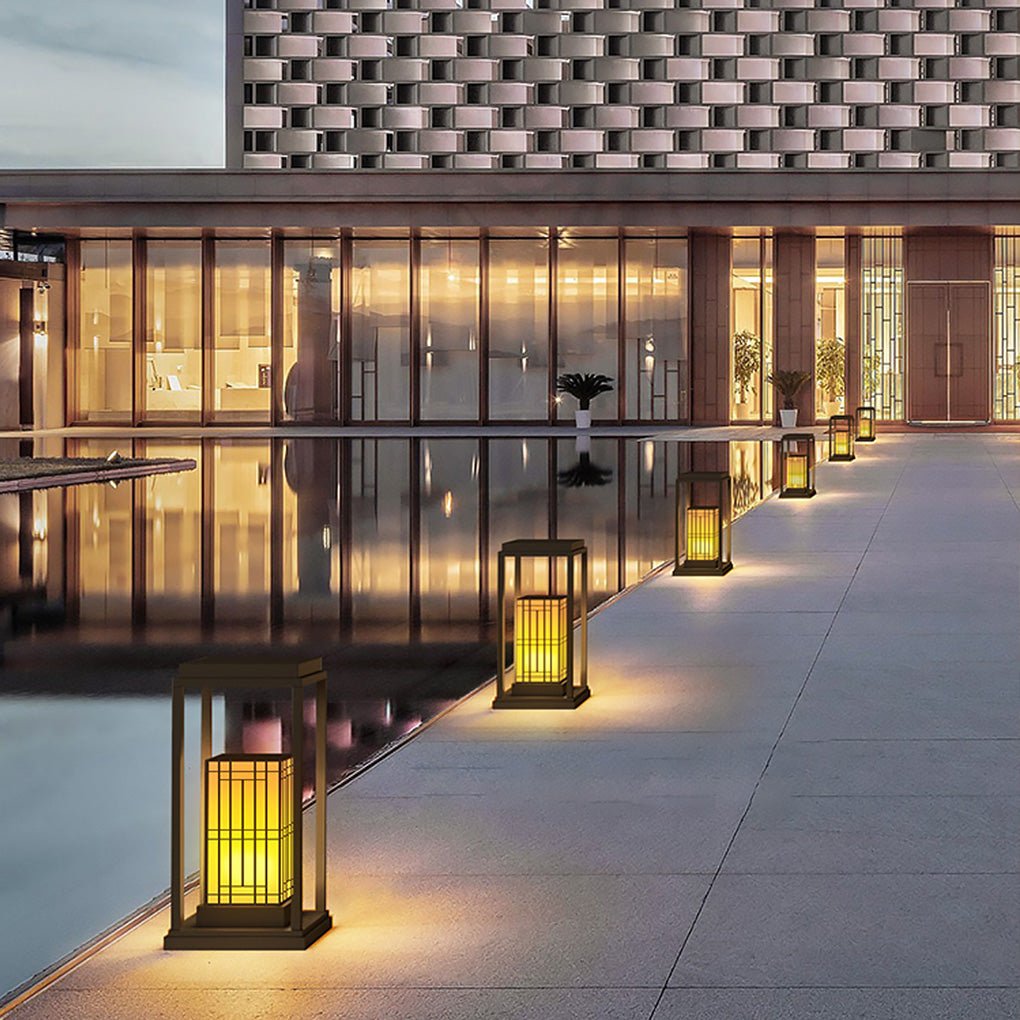Modern Outdoor Pathway Light Stainless Steel Landscape Garden Lawn Lamp with Marble Shade