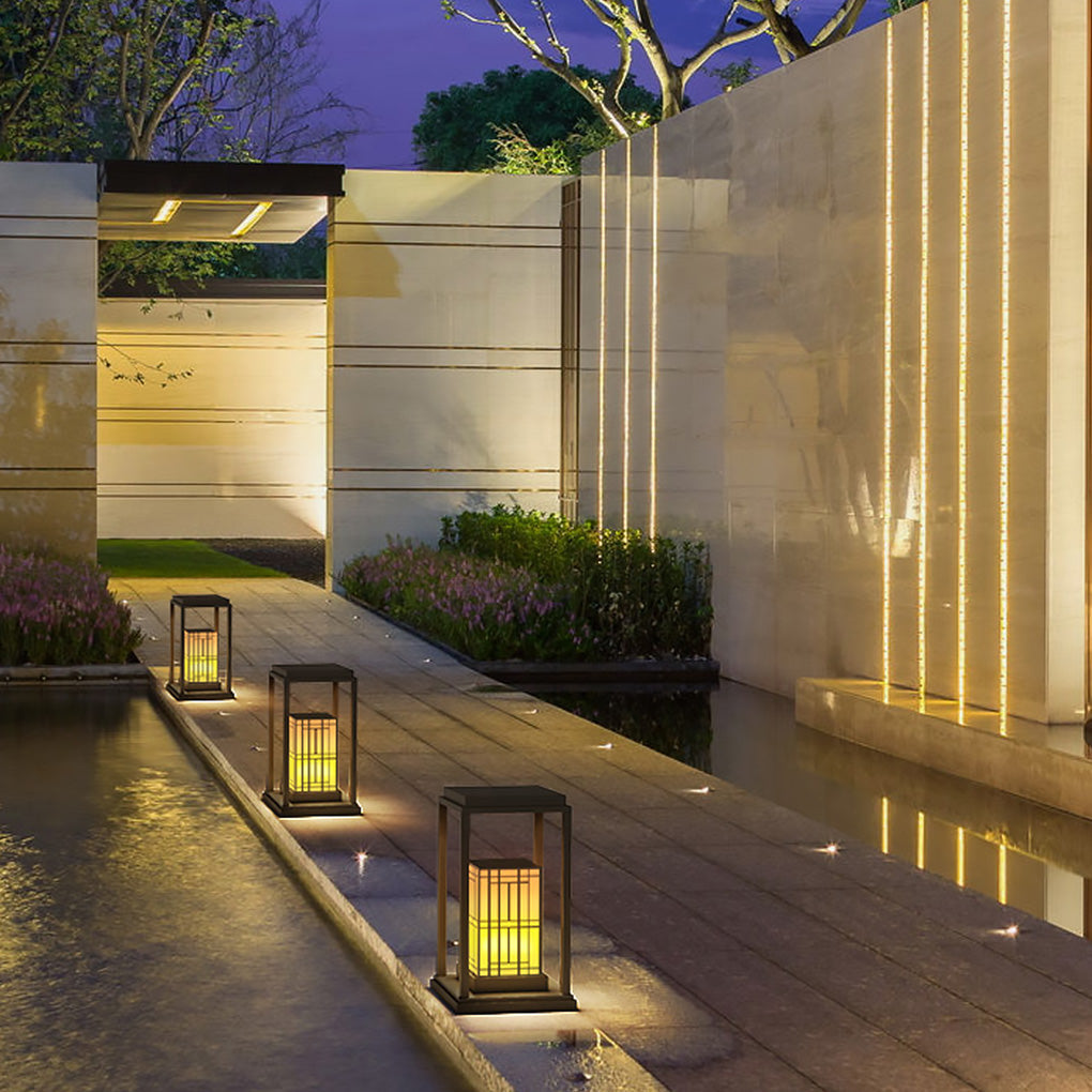 Modern Outdoor Pathway Light Stainless Steel Landscape Garden Lawn Lamp with Marble Shade