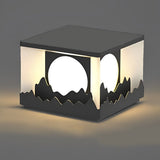Modern Outdoor Solar Fence Post Lights Mountain Scenery Waterproof LED Landscape Pillar Lighting