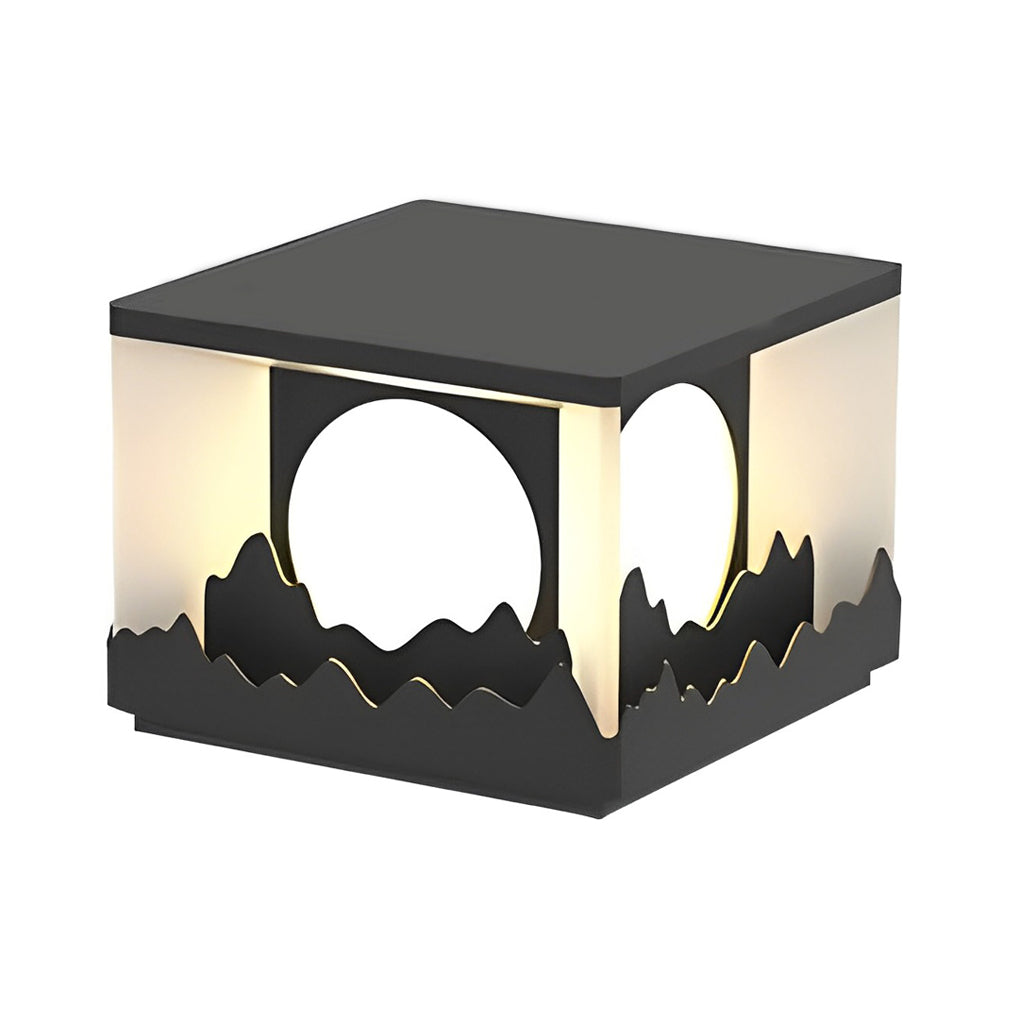 Modern Outdoor Solar Fence Post Lights Mountain Scenery Waterproof LED Landscape Pillar Lighting