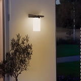 Modern Outdoor Solar Motion Sensor LED Wall Light Black and White Exterior Security Sconce