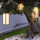 Modern Outdoor Square Lantern Solar Powered Waterproof LED Lawn Light with Handle Portable Pathway Lamp