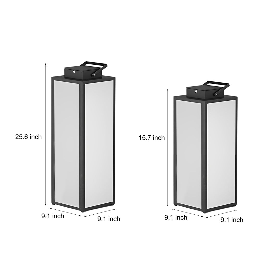 Modern Outdoor Square Lantern Solar Powered Waterproof LED Lawn Light with Handle Portable Pathway Lamp
