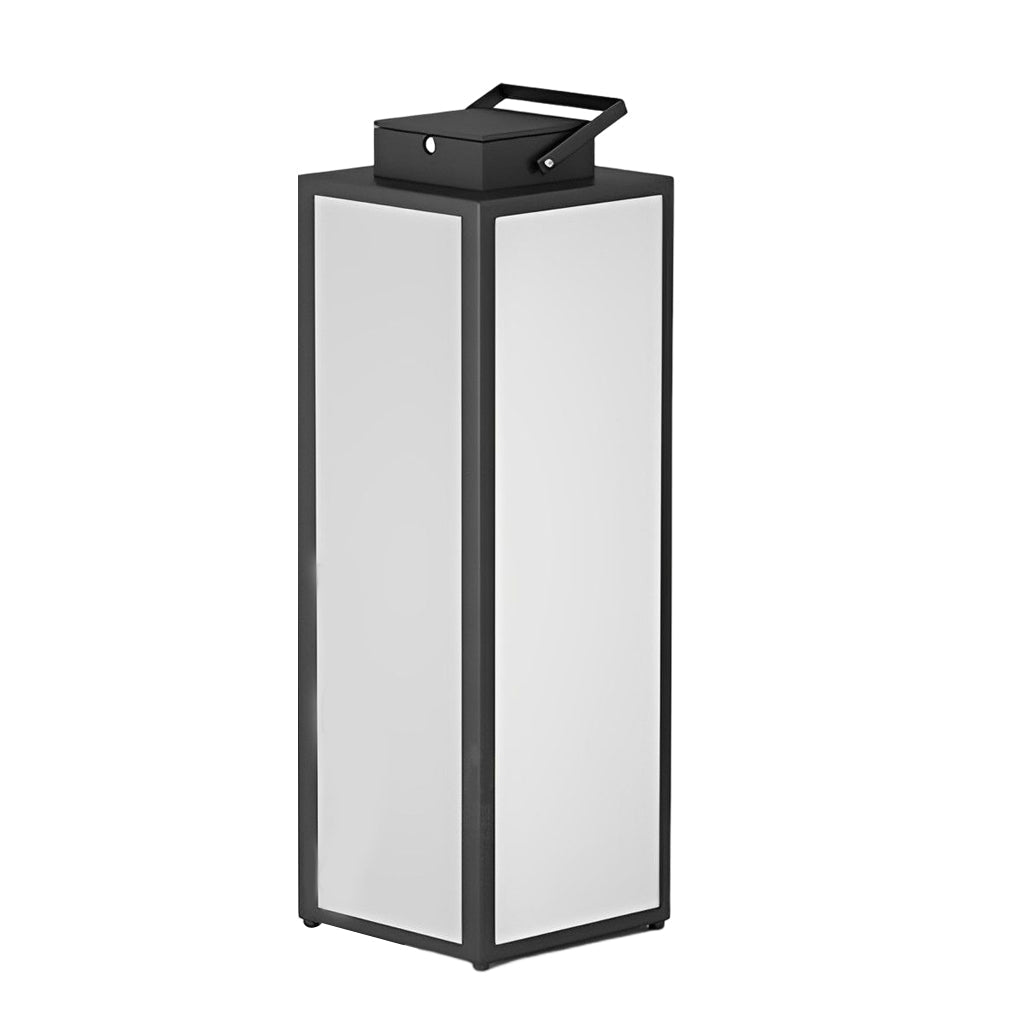 Modern Outdoor Square Lantern Solar Powered Waterproof LED Lawn Light with Handle Portable Pathway Lamp