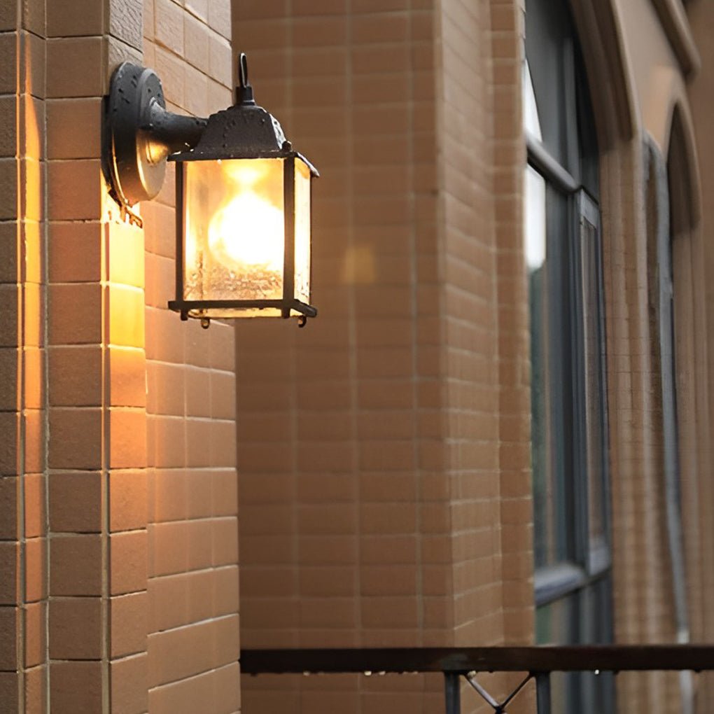 Modern Outdoor Waterproof Square Glass Wall Sconce Aluminum Exterior Porch Lighting