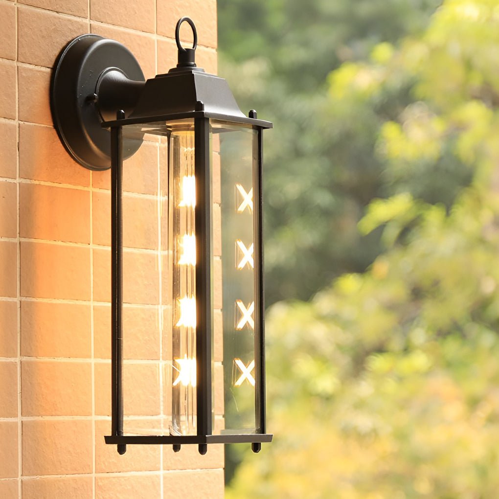 Modern Outdoor Waterproof Square Glass Wall Sconce Aluminum Exterior Porch Lighting