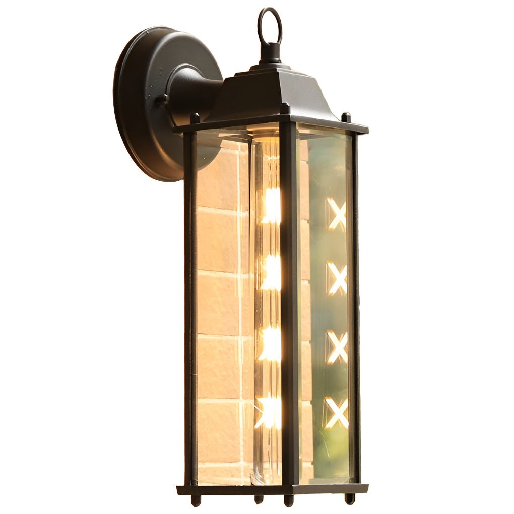 Modern Outdoor Waterproof Square Glass Wall Sconce Aluminum Exterior Porch Lighting