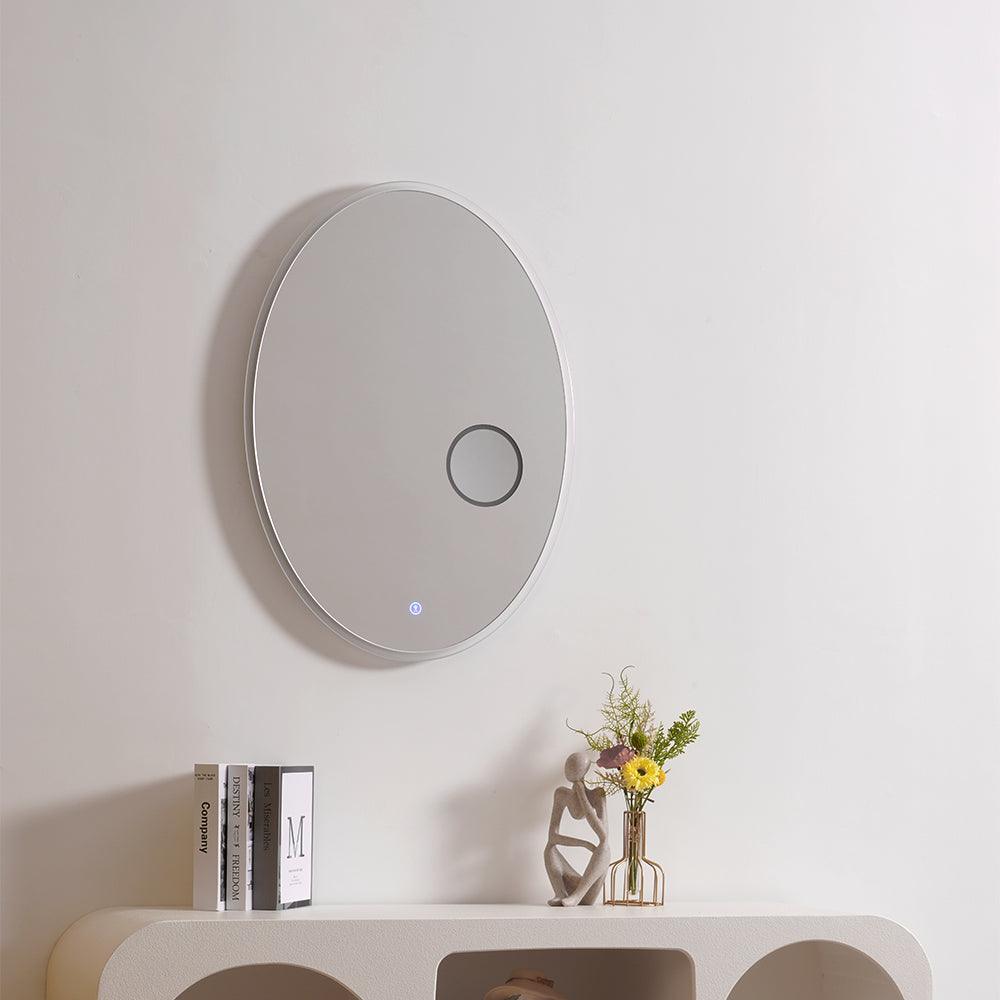 Modern Oval Backlit LED Bathroom Vanity Mirror with Magnifying Glass