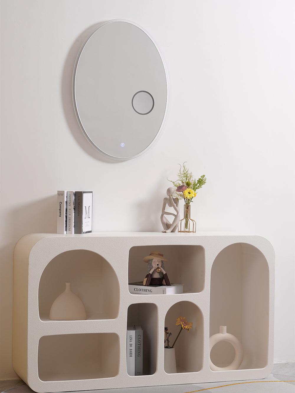 Modern Oval Backlit LED Bathroom Vanity Mirror with Magnifying Glass