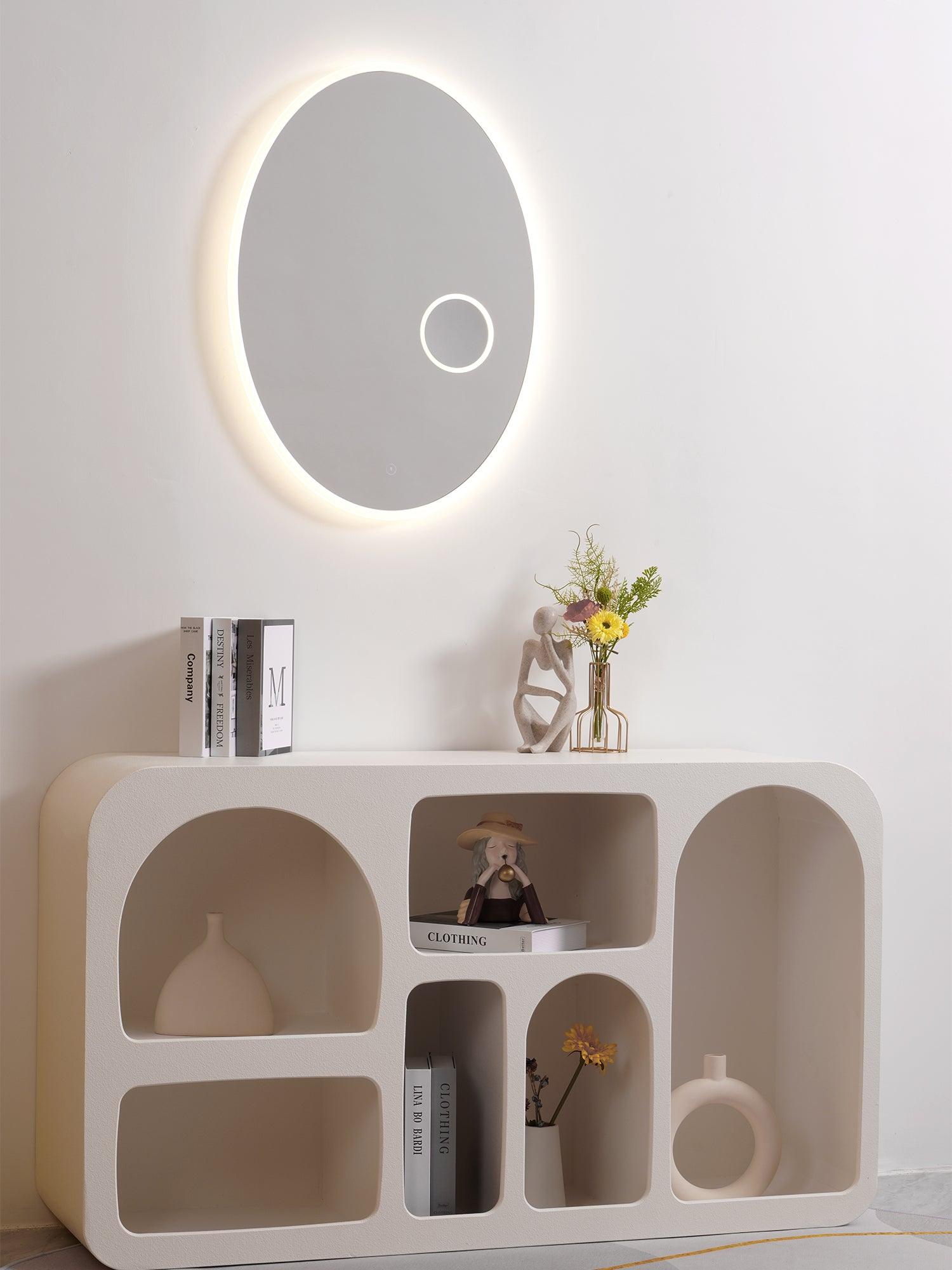 Modern Oval Backlit LED Bathroom Vanity Mirror with Magnifying Glass