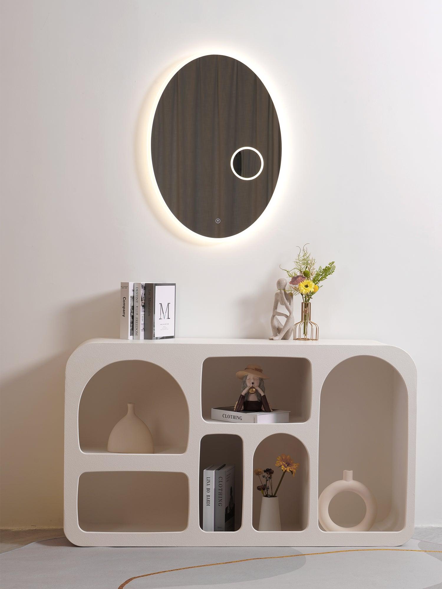 Modern Oval Backlit LED Bathroom Vanity Mirror with Magnifying Glass
