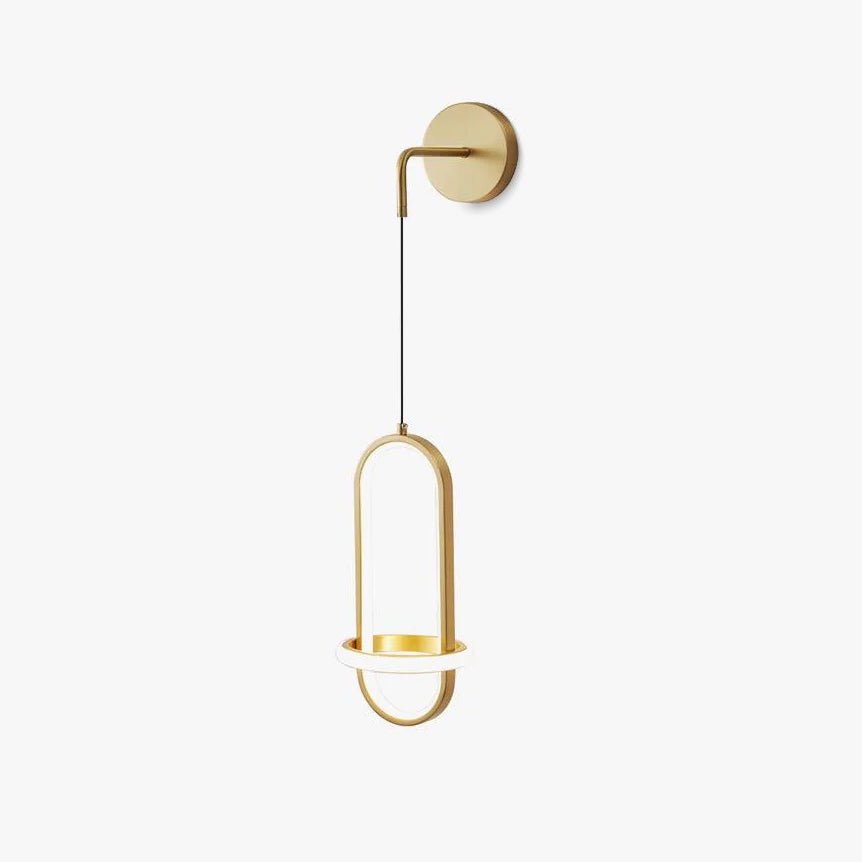 Modern Oval Brass LED Wall Sconce Scandinavian Style Three Color Temperature Fixture