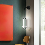 Modern Oval Brass LED Wall Sconce Scandinavian Style Three Color Temperature Fixture