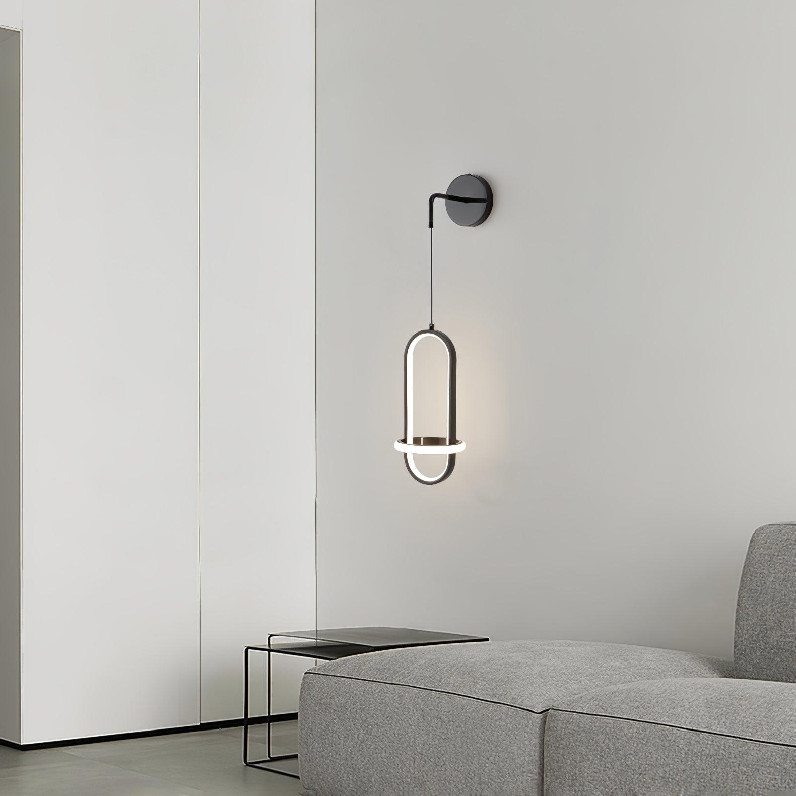 Modern Oval Brass LED Wall Sconce Scandinavian Style Three Color Temperature Fixture