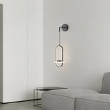 Modern Oval Brass LED Wall Sconce Scandinavian Style Three Color Temperature Fixture