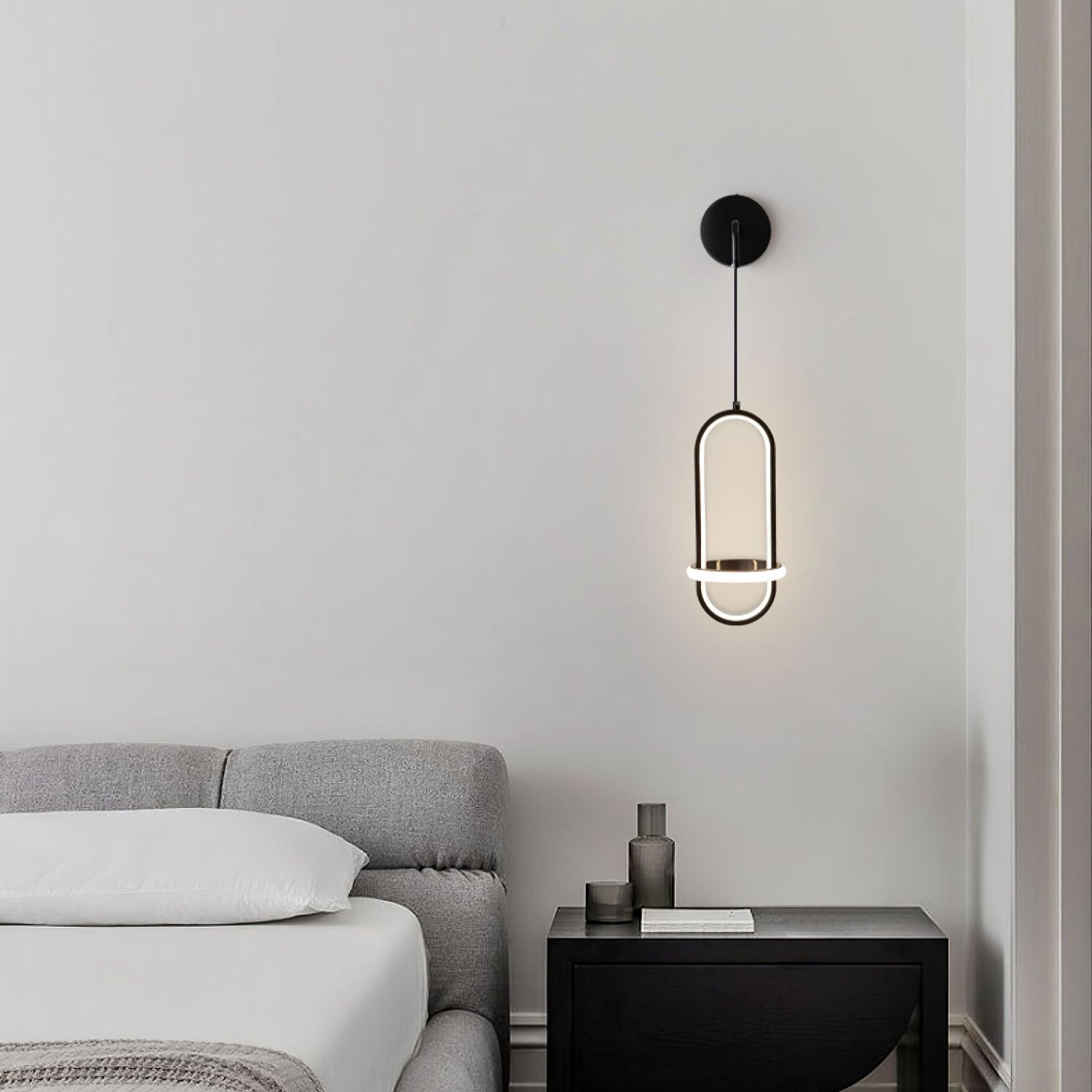 Modern Oval Brass LED Wall Sconce Scandinavian Style Three Color Temperature Fixture