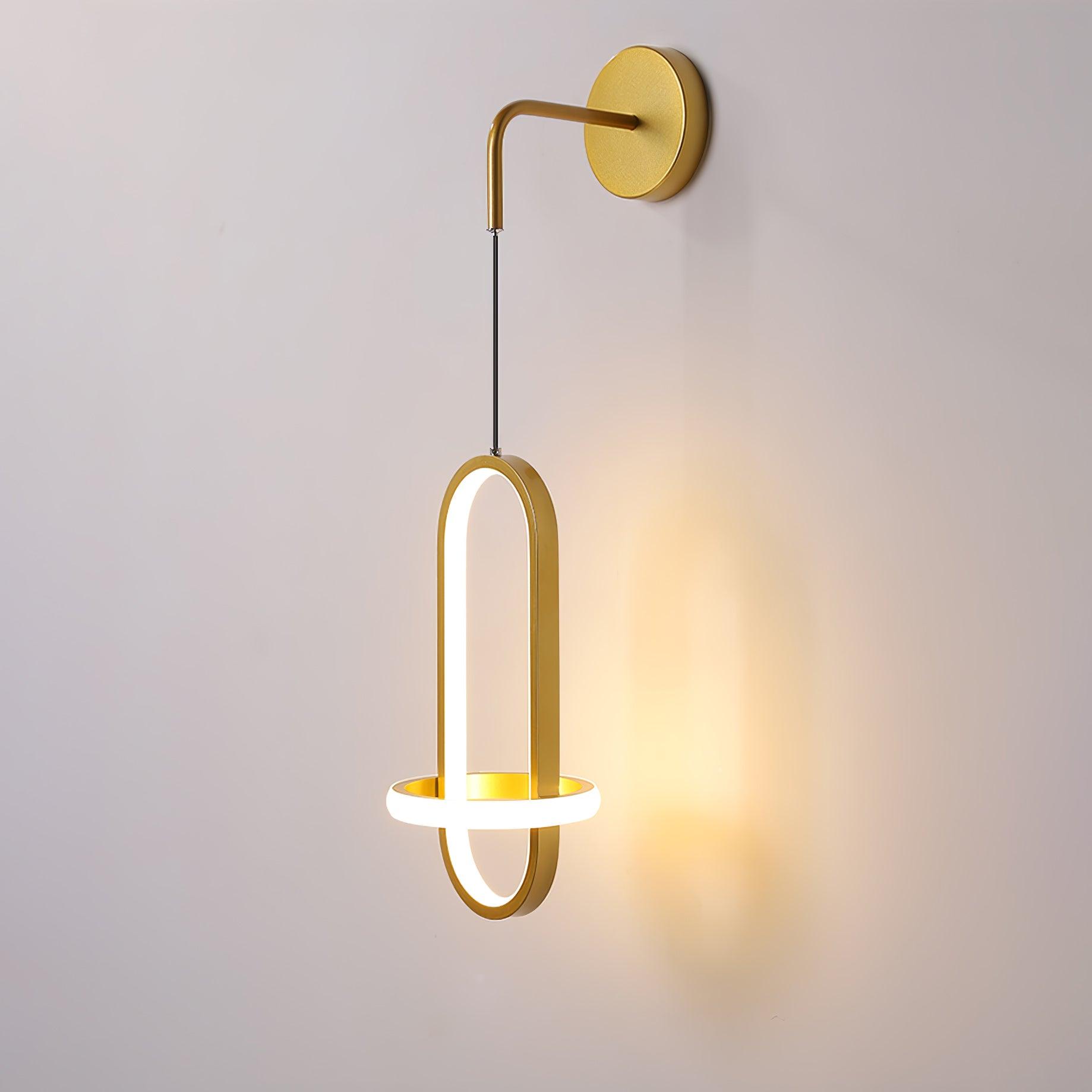 Modern Oval Brass LED Wall Sconce Scandinavian Style Three Color Temperature Fixture