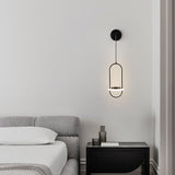 Modern Oval Brass LED Wall Sconce Scandinavian Style Three Color Temperature Fixture