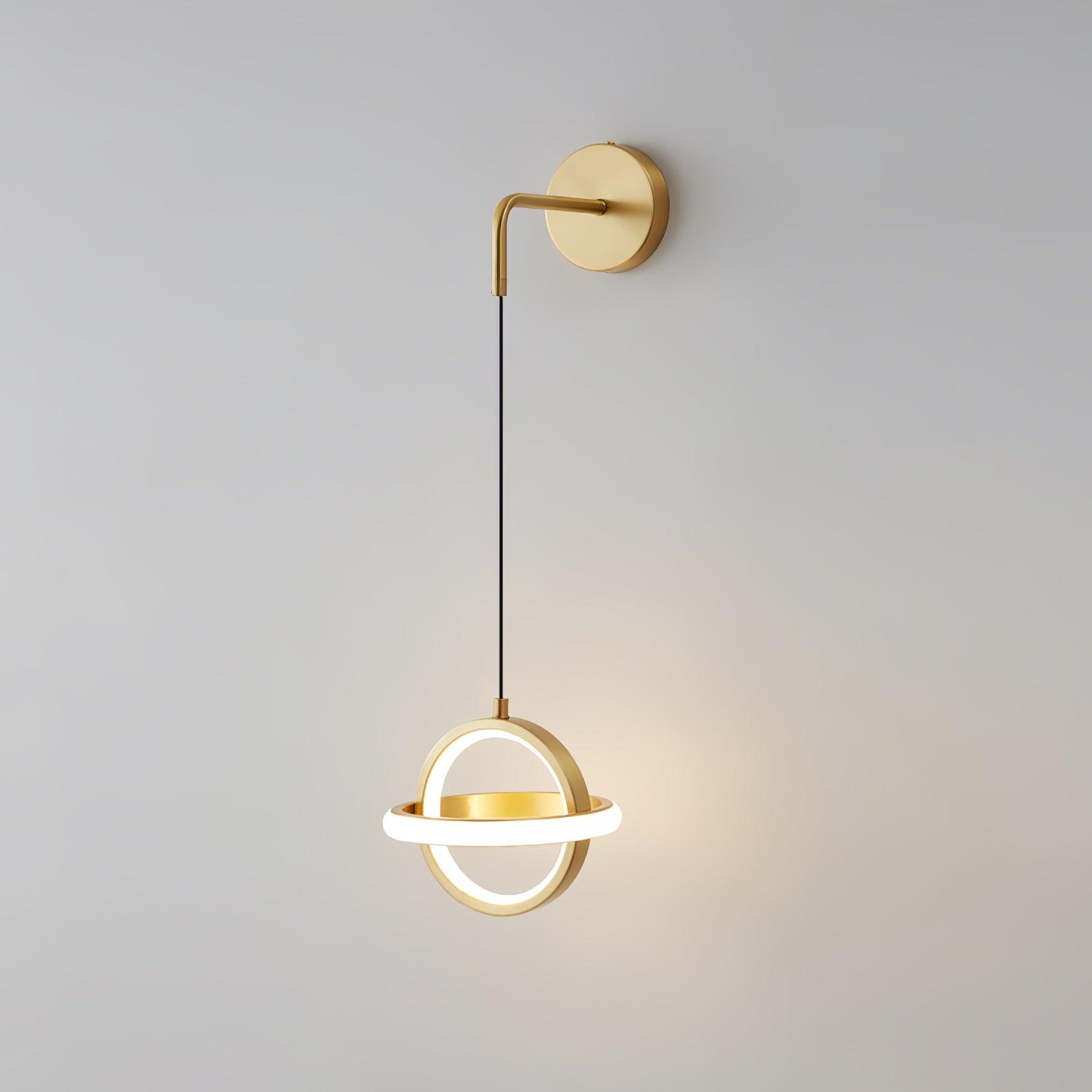 Modern Oval Brass LED Wall Sconce Scandinavian Style Three Color Temperature Fixture