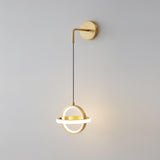 Modern Oval Brass LED Wall Sconce Scandinavian Style Three Color Temperature Fixture