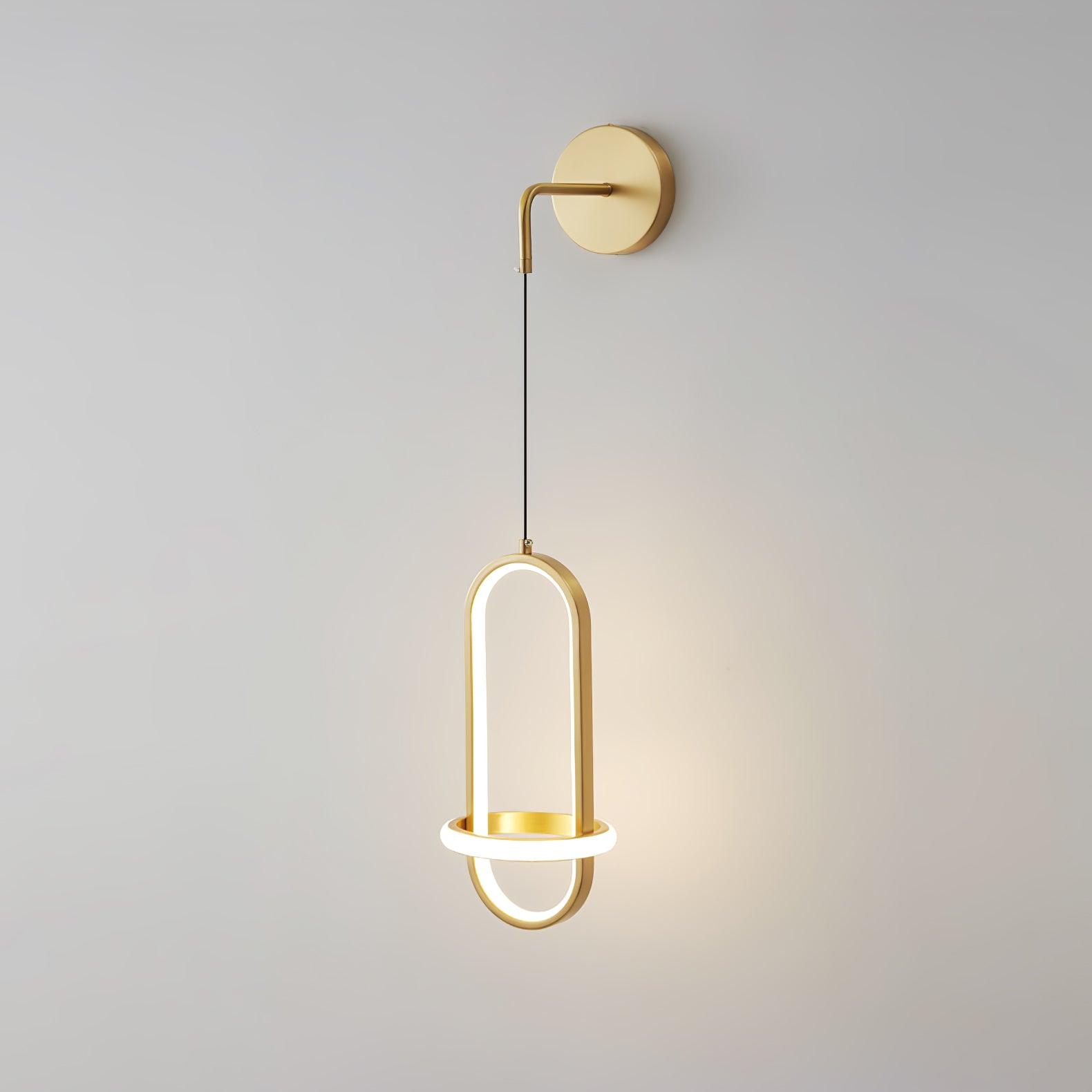 Modern Oval Brass LED Wall Sconce Scandinavian Style Three Color Temperature Fixture