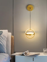 Modern Oval Brass LED Wall Sconce Scandinavian Style Three Color Temperature Fixture