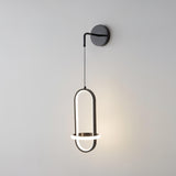 Modern Oval Brass LED Wall Sconce Scandinavian Style Three Color Temperature Fixture