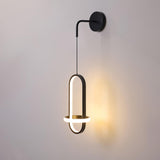Modern Oval Brass LED Wall Sconce Scandinavian Style Three Color Temperature Fixture
