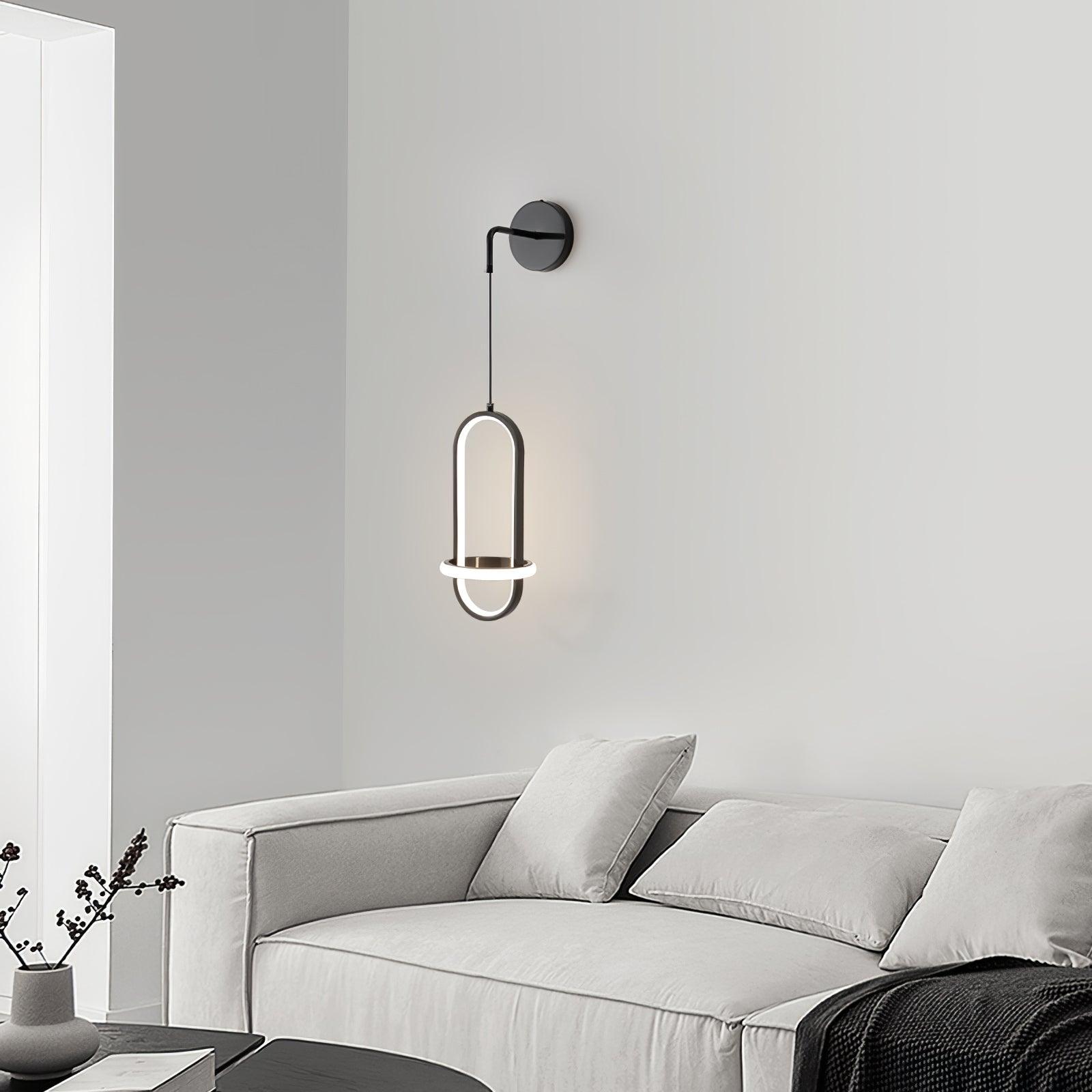 Modern Oval Brass LED Wall Sconce Scandinavian Style Three Color Temperature Fixture