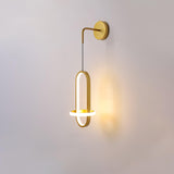 Modern Oval Brass LED Wall Sconce Scandinavian Style Three Color Temperature Fixture