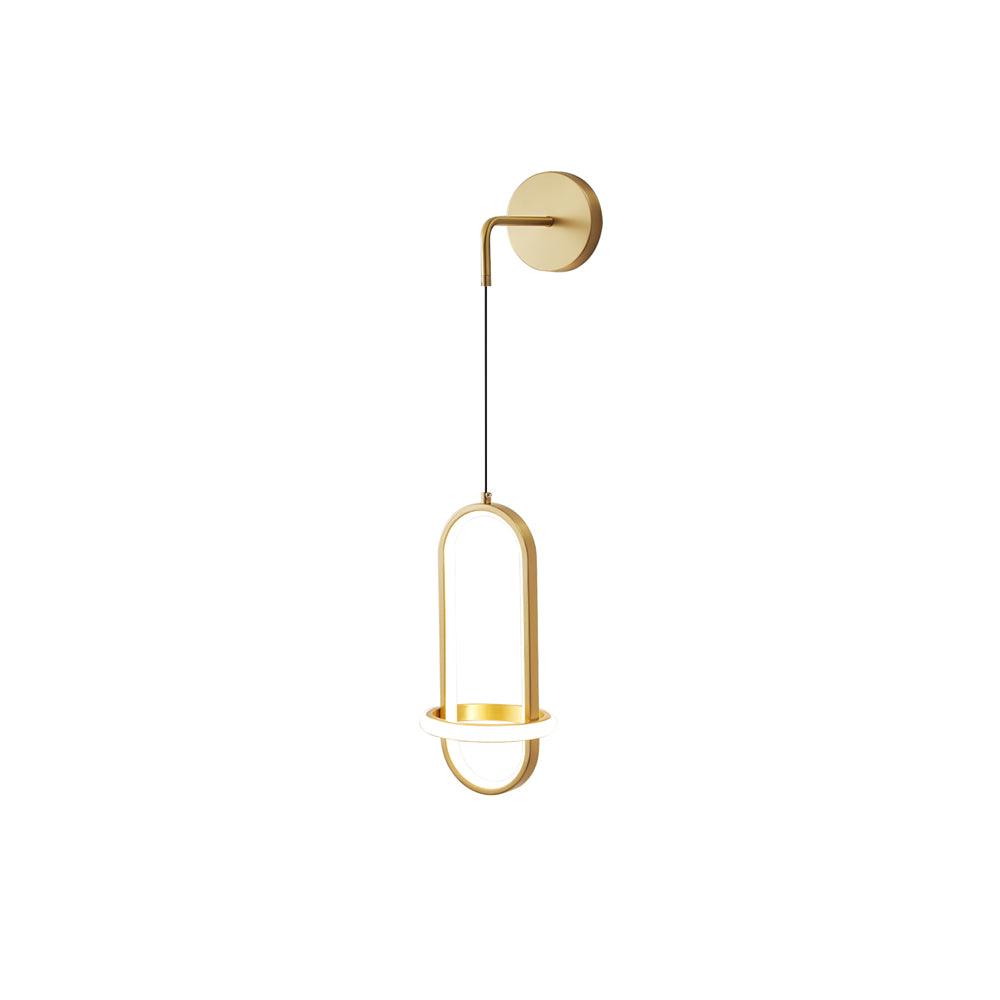 Modern Oval Brass LED Wall Sconce Scandinavian Style Three Color Temperature Fixture