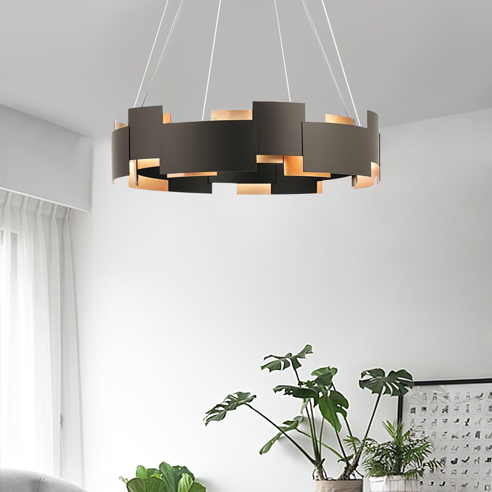 Modern Oval Candelabrum Chandelier Lighting in Black and Gold for Dining Rooms