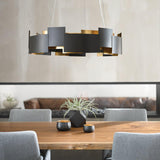 Modern Oval Candelabrum Chandelier Lighting in Black and Gold for Dining Rooms