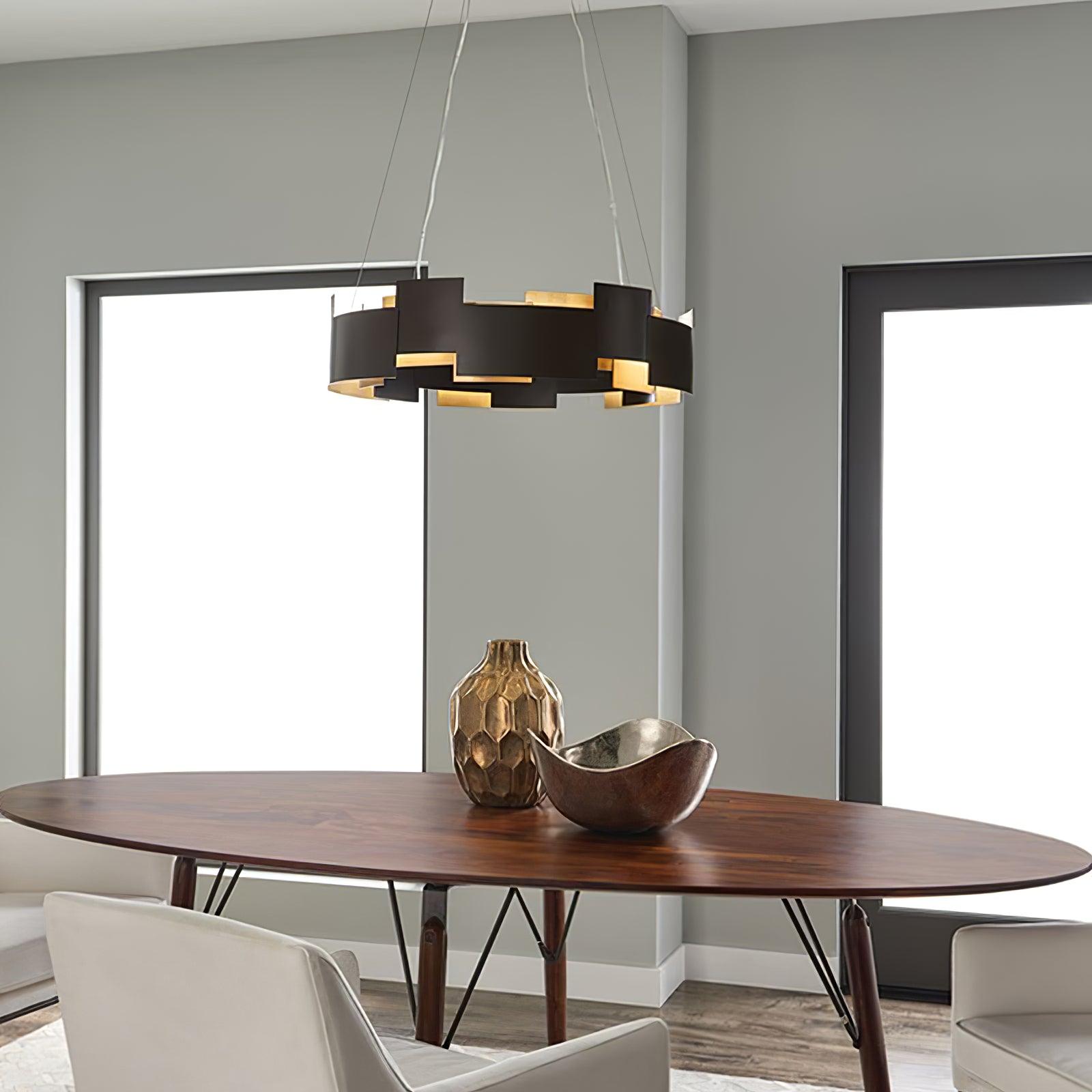 Modern Oval Candelabrum Chandelier Lighting in Black and Gold for Dining Rooms