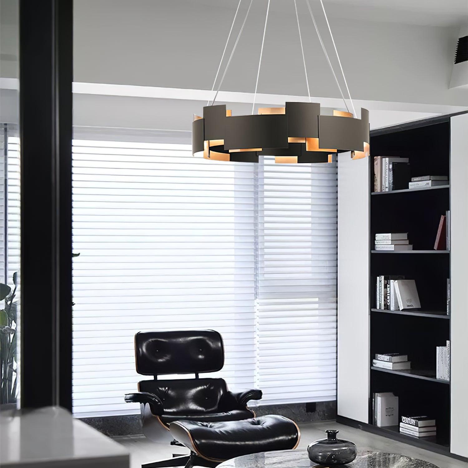 Modern Oval Candelabrum Chandelier Lighting in Black and Gold for Dining Rooms