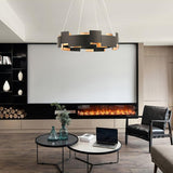 Modern Oval Candelabrum Chandelier Lighting in Black and Gold for Dining Rooms