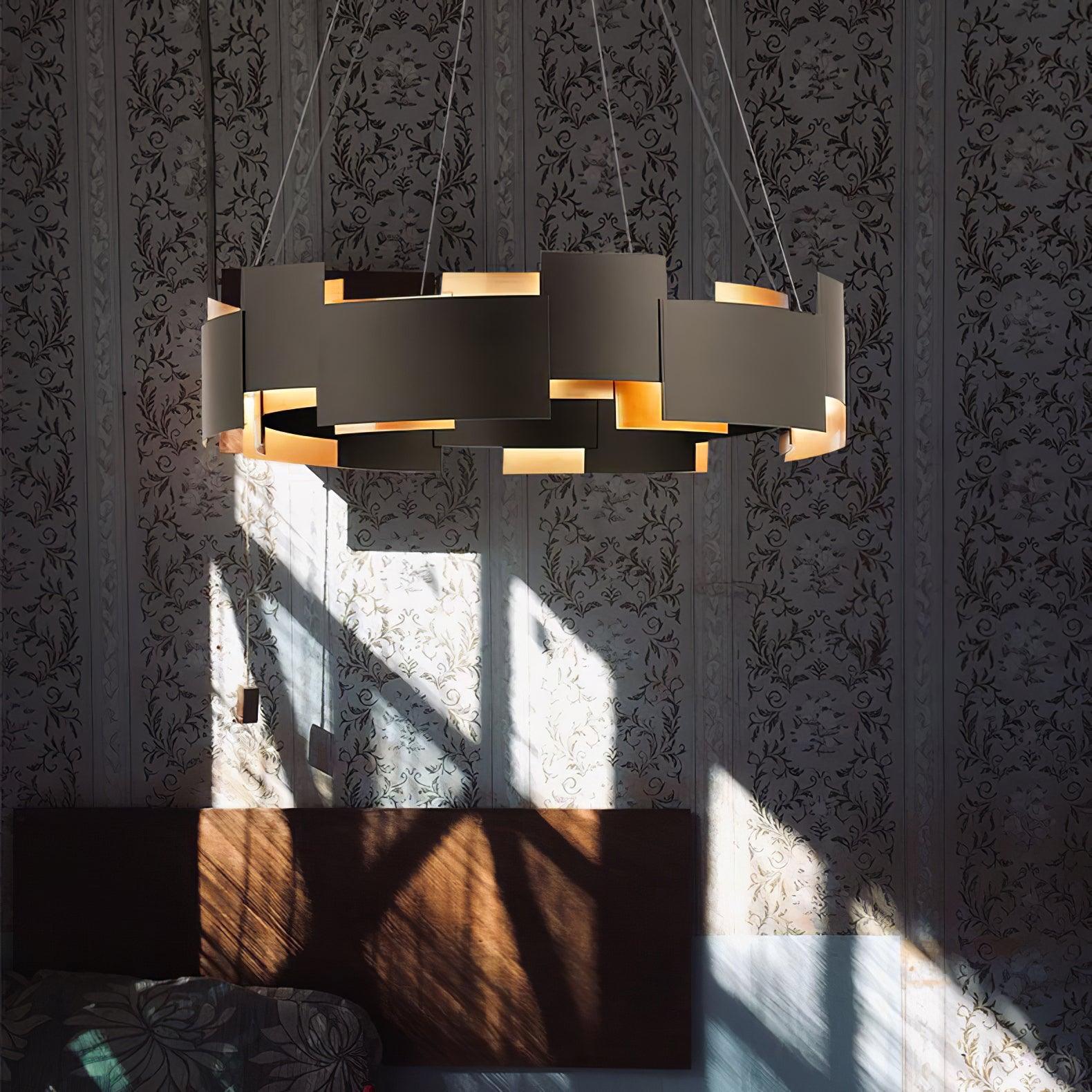 Modern Oval Candelabrum Chandelier Lighting in Black and Gold for Dining Rooms