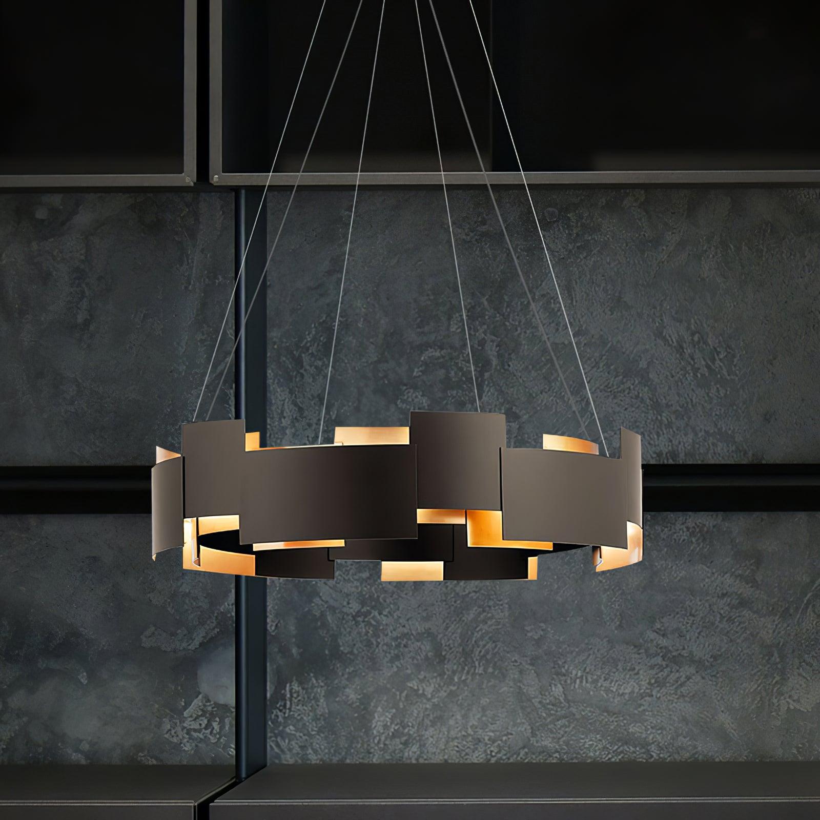Modern Oval Candelabrum Chandelier Lighting in Black and Gold for Dining Rooms