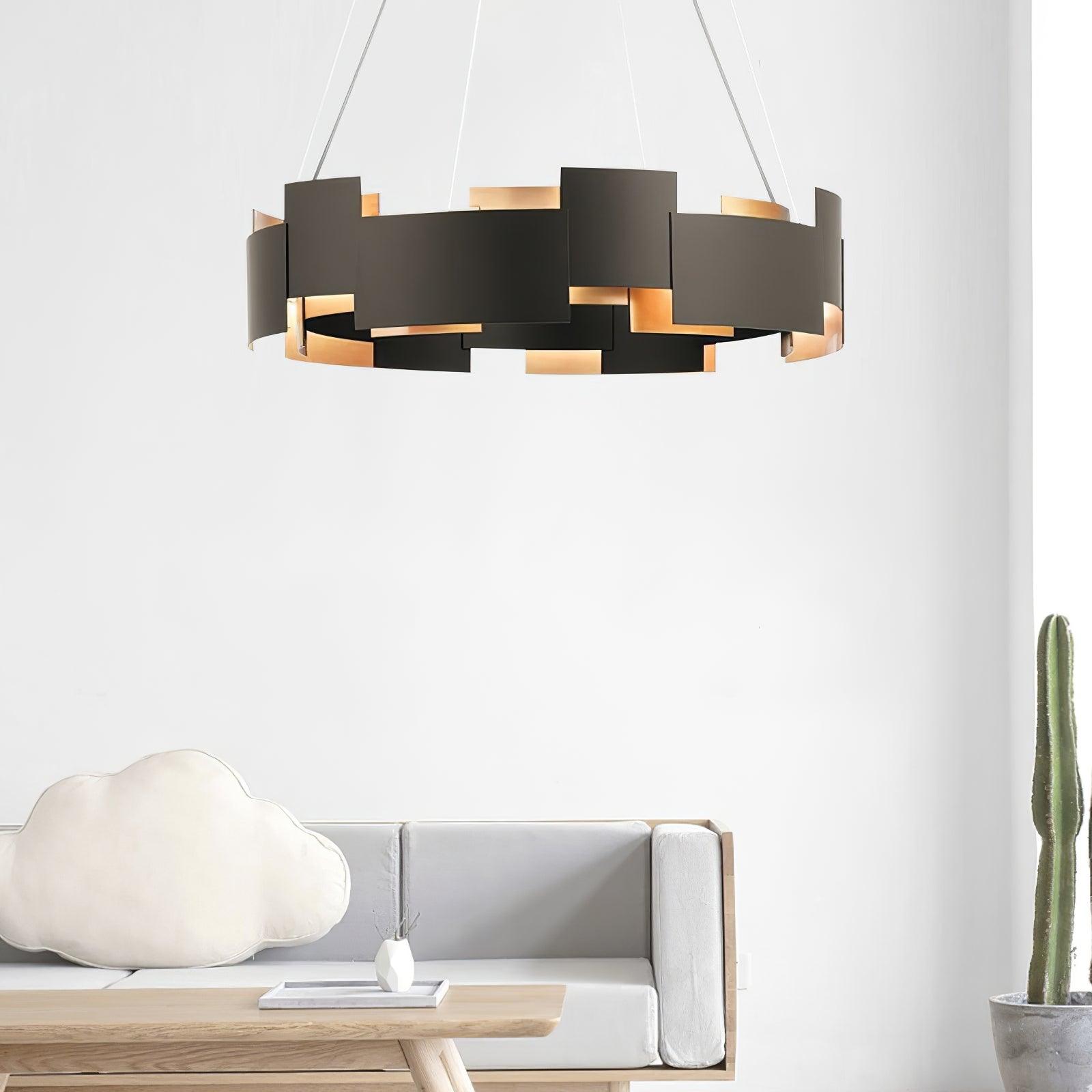 Modern Oval Candelabrum Chandelier Lighting in Black and Gold for Dining Rooms