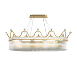Modern Oval Gold Crystal Chandelier Luxury 1 or 2 Layer Pendant Light for Dining Room Kitchen Island