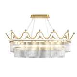 Modern Oval Gold Crystal Chandelier Luxury 1 or 2 Layer Pendant Light for Dining Room Kitchen Island